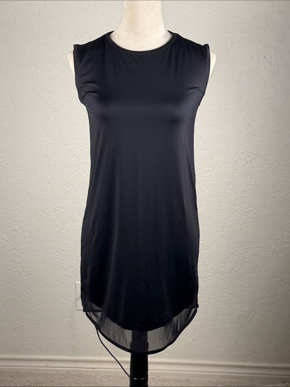 Athleta Black Sleeveless Longline Tank Mini Dress size XXS